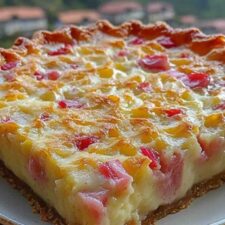 Crustless Rhubarb Custard Pie-image