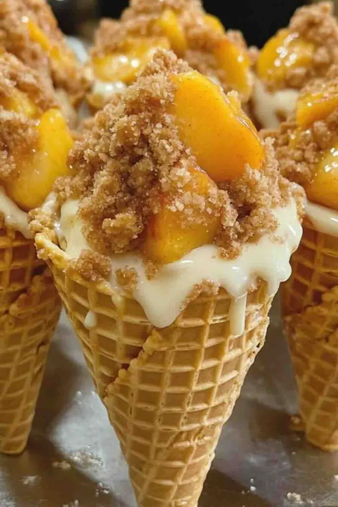 Peach Cobbler Cheesecake Cones