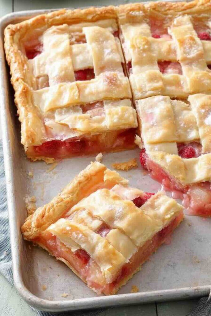 Raspberry Rhubarb Slab Pie