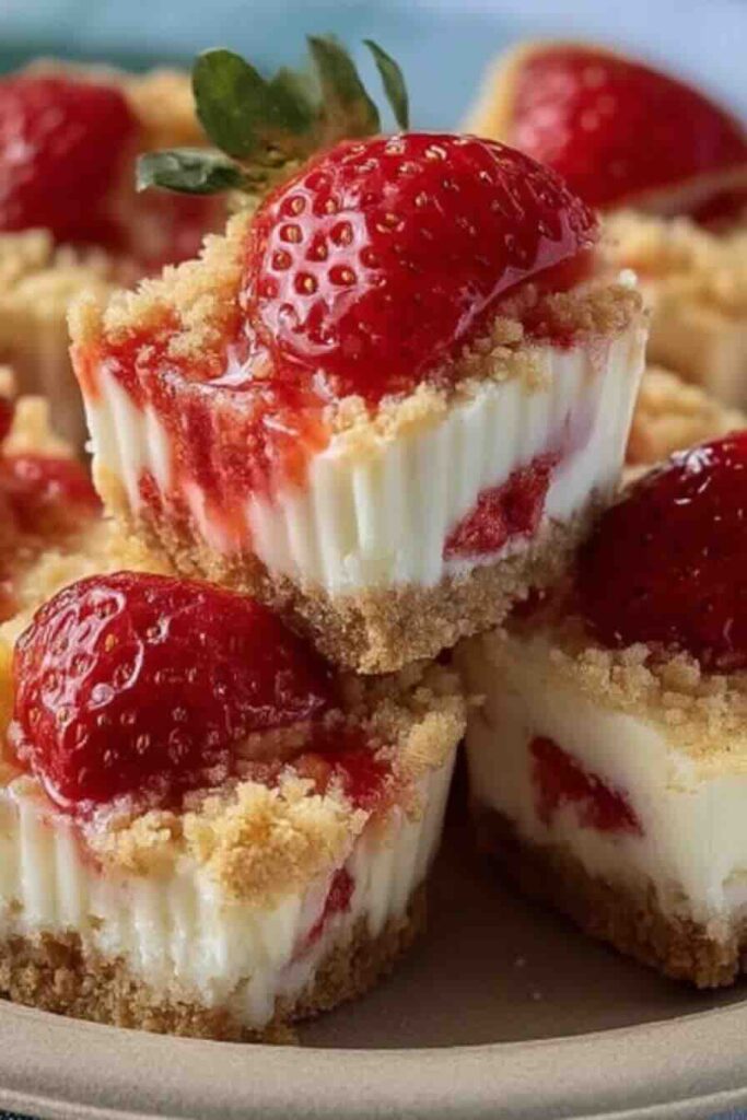Strawberry Crunch Mini Cheesecake Bites