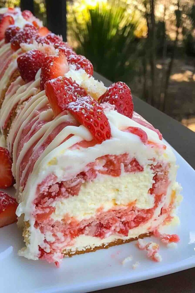 Strawberry Shortcake Cheesecake Dessert Roll