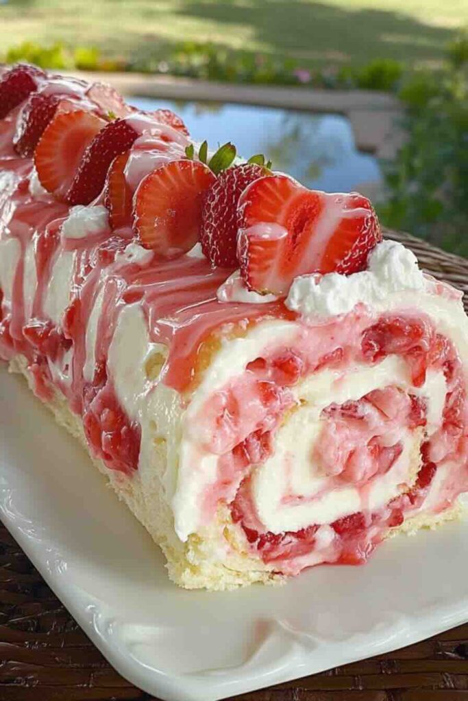Strawberry Shortcake Cheesecake Dessert Roll