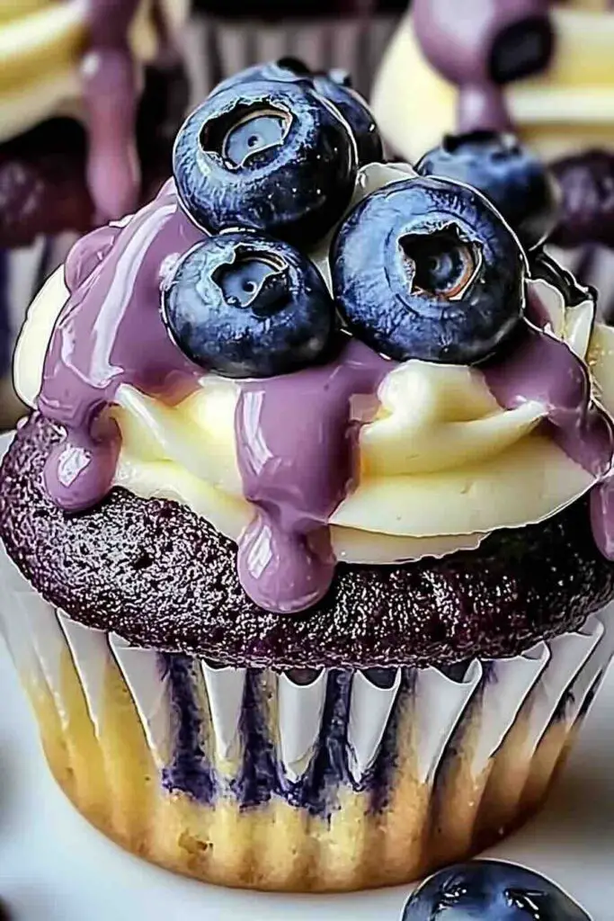 White Chocolate Blueberry Cheesecake Cupcake