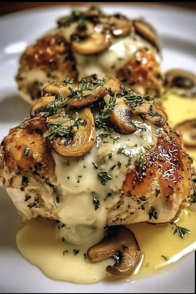 Cheesy Garlic Mushroom Chicken
