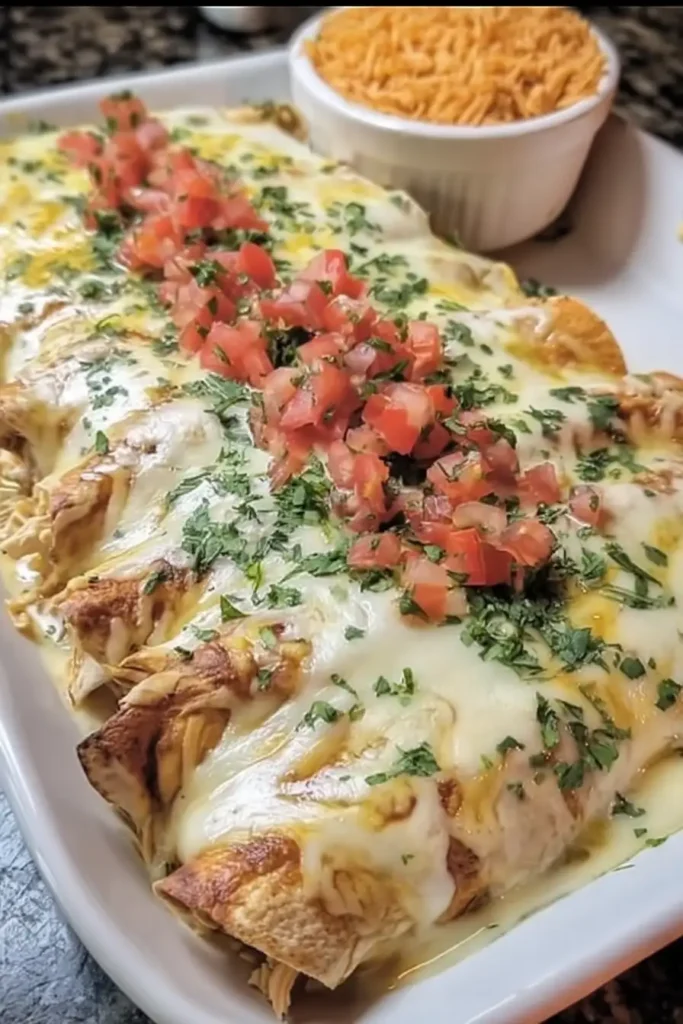 Queso Chicken Enchiladas