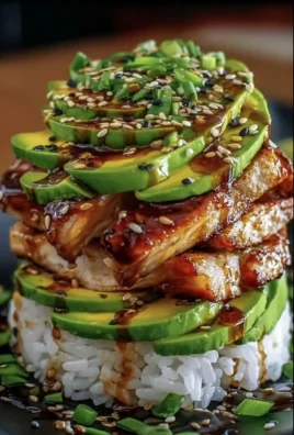 Teriyaki Chicken Avocado Stack