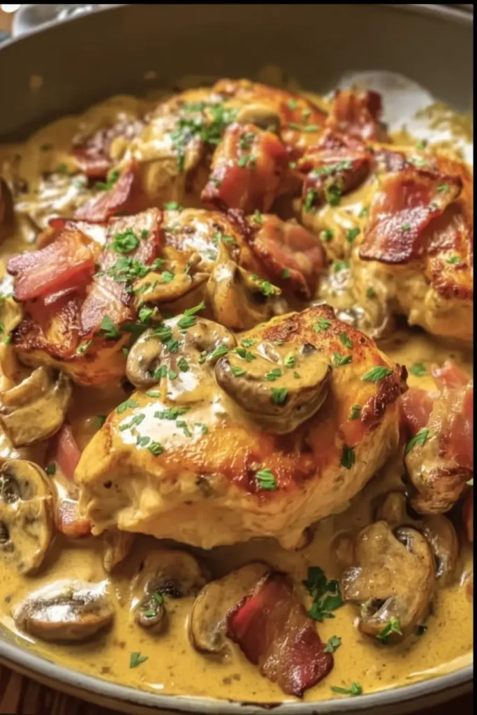 Chicken with Mustard Sauce and Bacon
