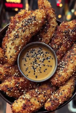 Crispy Sesame Chicken Strips with Honey Soy Dipping Sauce
