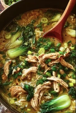 Ginger Chicken Rice Soup with Bok Choy