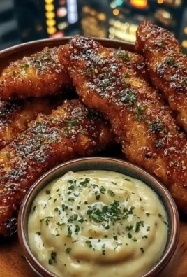 Honey Garlic Chicken Strips with Lemon-Herb Dip