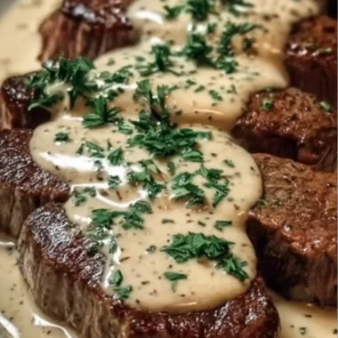 Juicy Steak with Creamy Garlic Sauce