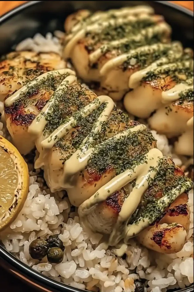 Lemon Herb Cod Strips Rice Bowls