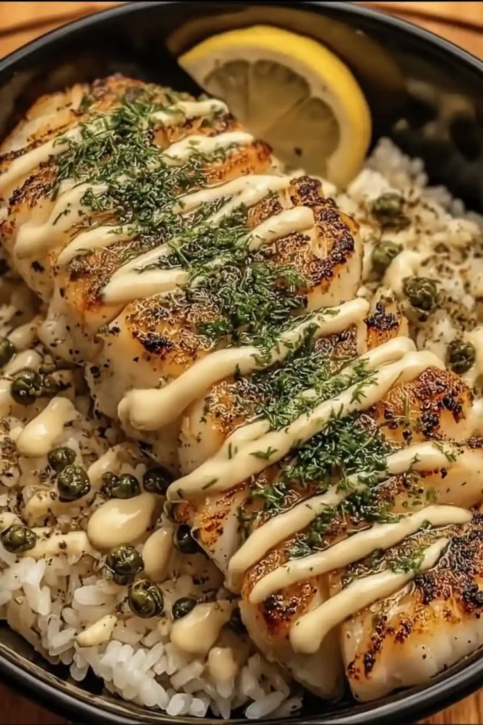 Lemon Herb Cod Strips Rice Bowls
