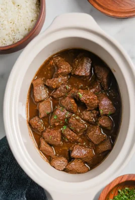 Slow Cooker Honey Bourbon Steak Tips