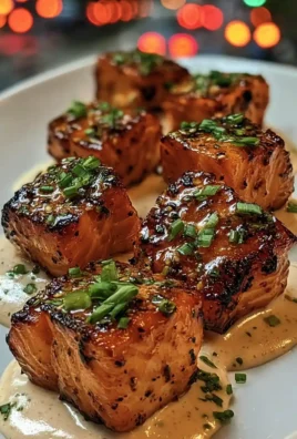 Sweet Chili Salmon Bites with Coconut Cream Sauce