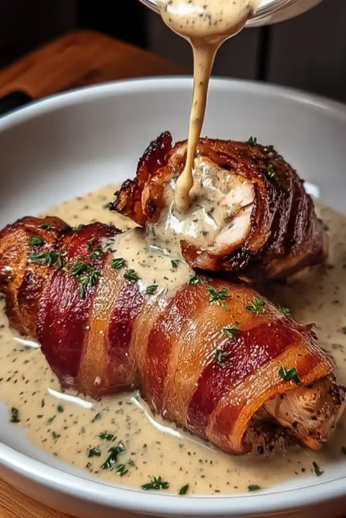 Bacon-Wrapped Chicken with Creamy Dijon Sauce