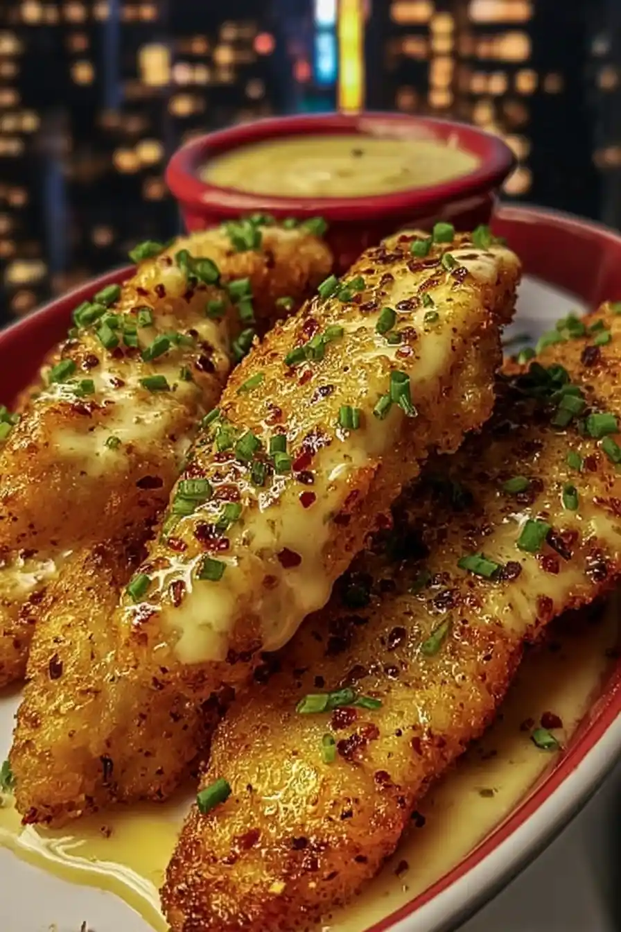 Garlic Butter Chicken Strips with Spicy Chili Ranch