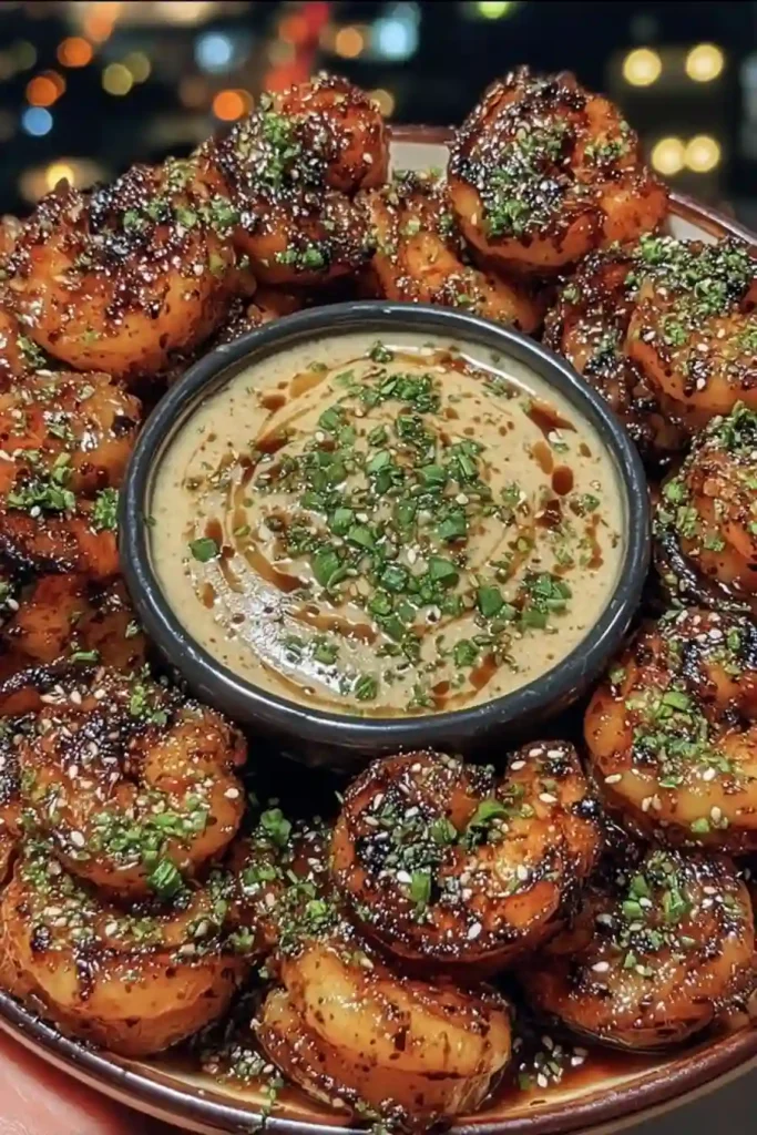 Sweet Soy Glazed Shrimp Bites with Garlic Dipping Sauce
