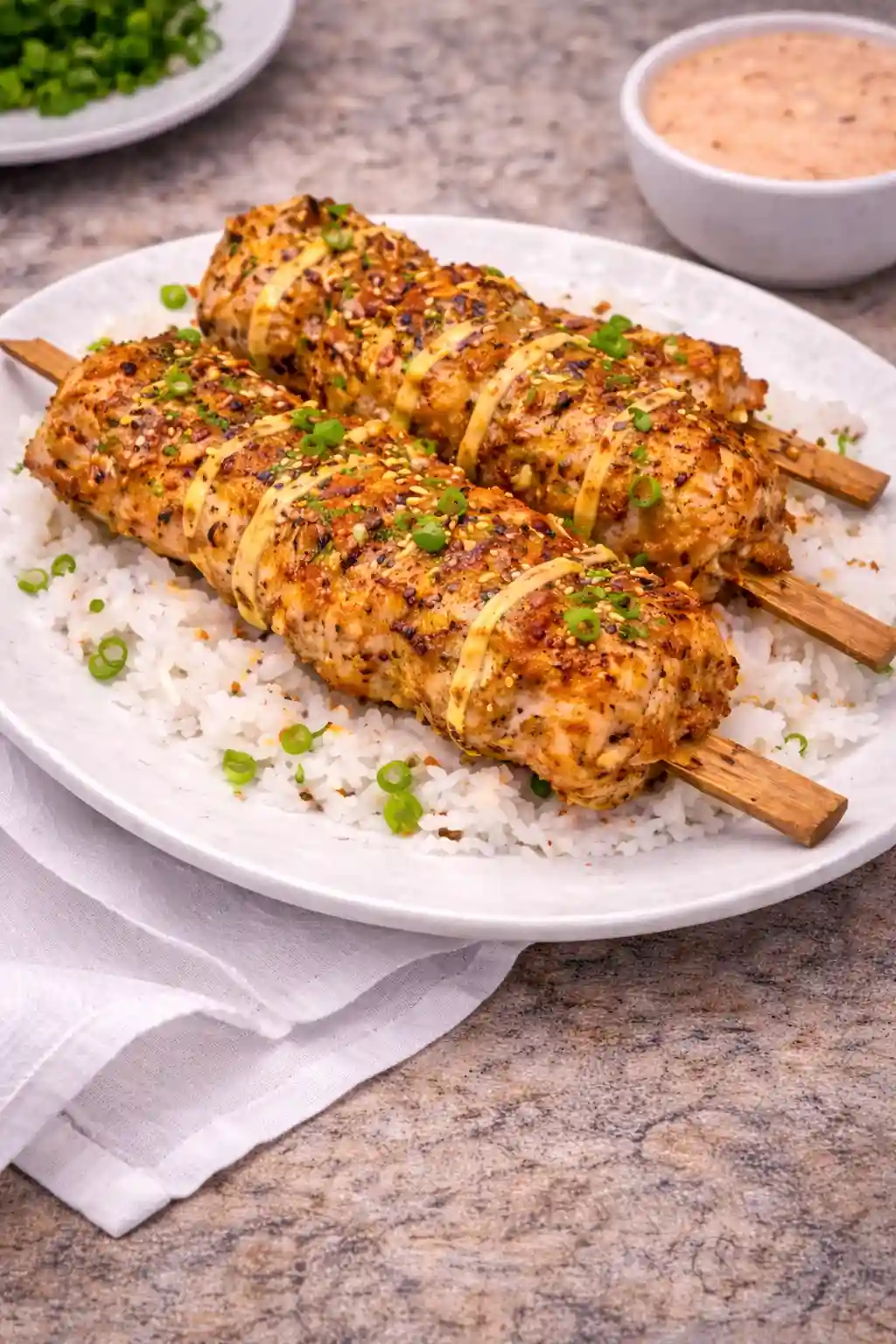Bang Bang Chicken Skewers