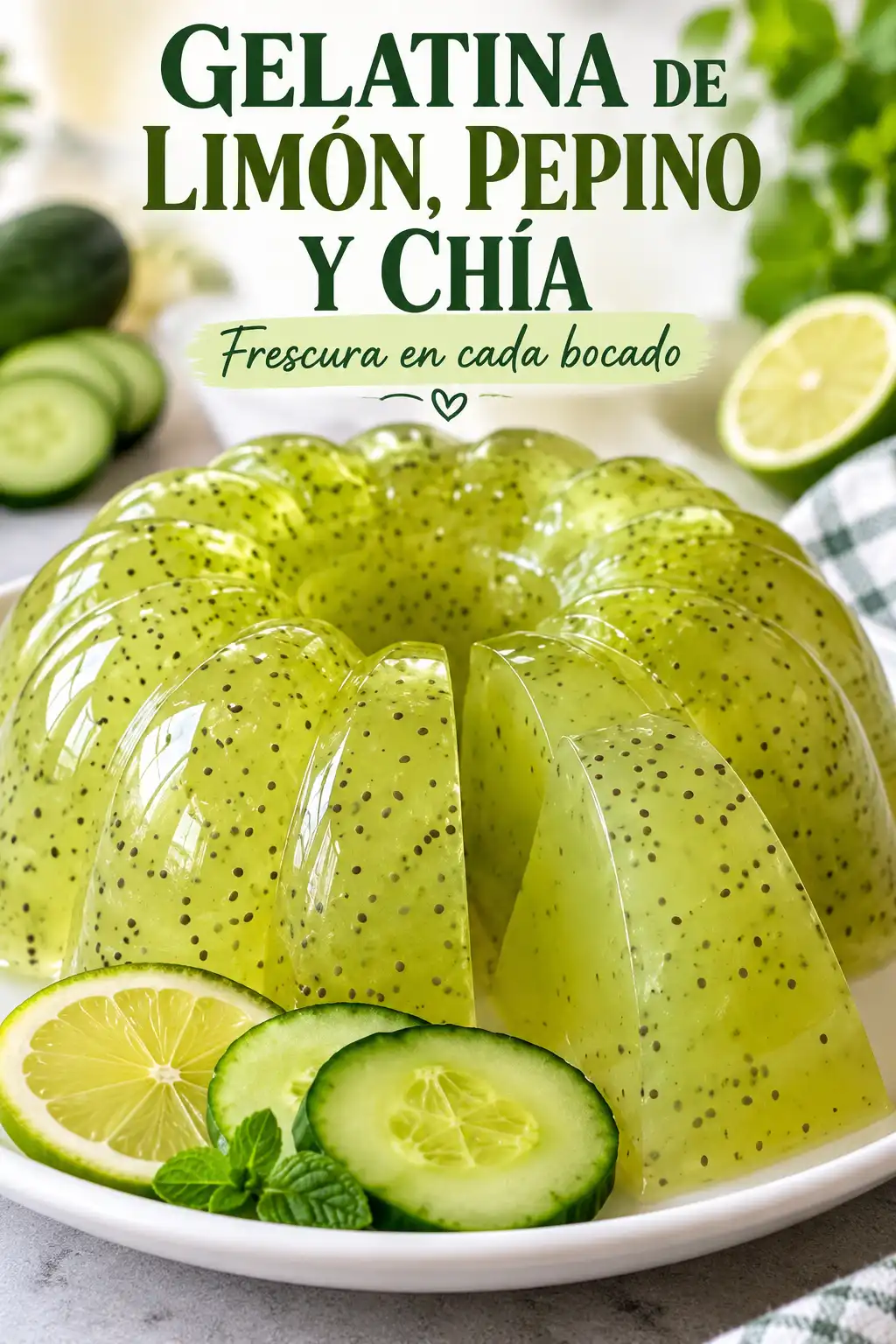 GELATINA DE LIMÓN, PEPINO Y CHÍA