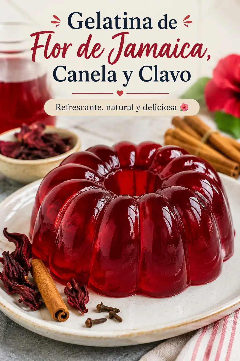 Gelatina de Flor de Jamaica, Canela y Clavo