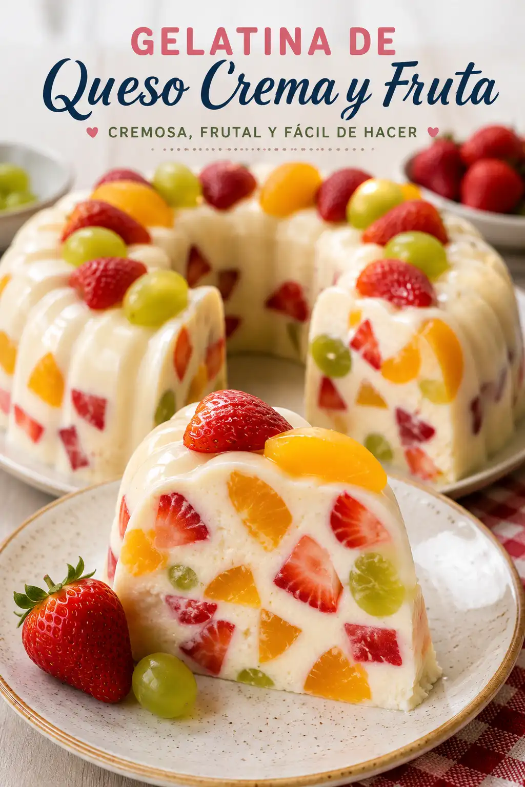 Gelatina de Queso Crema y Fruta